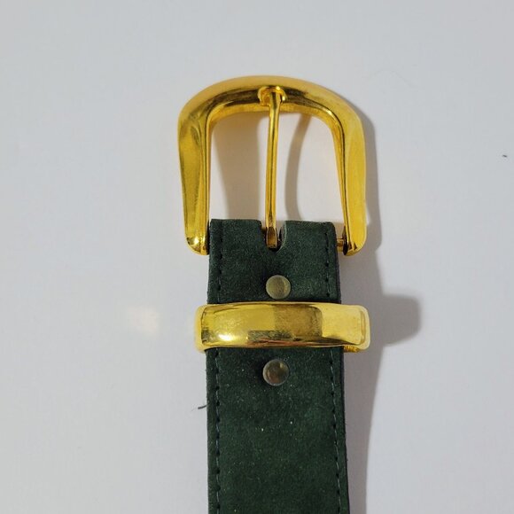 Women's Evergreen Flower Cutouts Genuine Suede Leather Belt Size L Made in USA - Picture 2 of 9